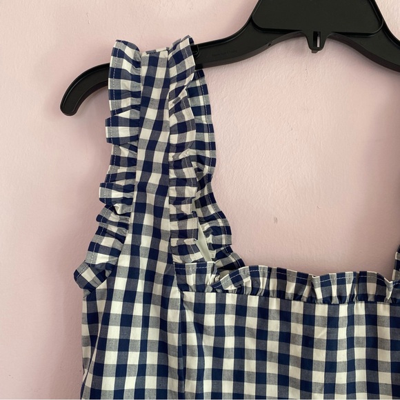 NEW J. Crew Ruffle-trim Stretch Cotton Poplin Top in Gingham size XS - Picture 5 of 11